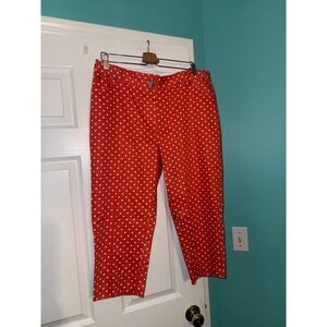 Verve Blues Red Polka Dot Cropped Pants Capris Womens 16 Stretch Cotton